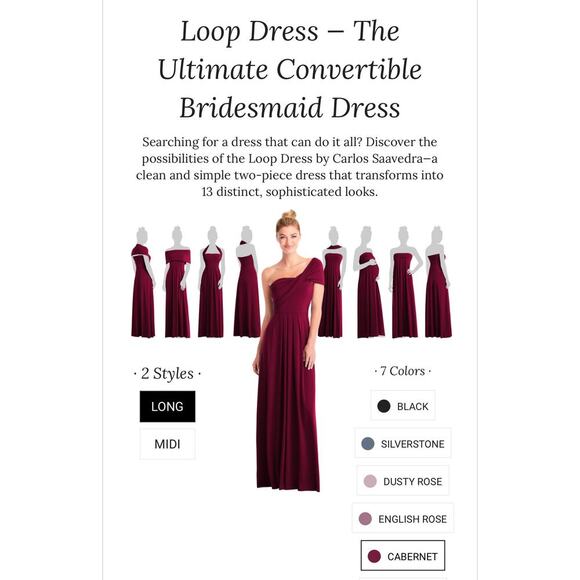 Loop dress by Carlos Saavedra Long Multi Look Jersey Knit Gown Cabernet SZ M - Picture 3 of 12